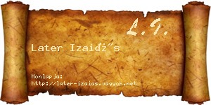 Later Izaiás névjegykártya